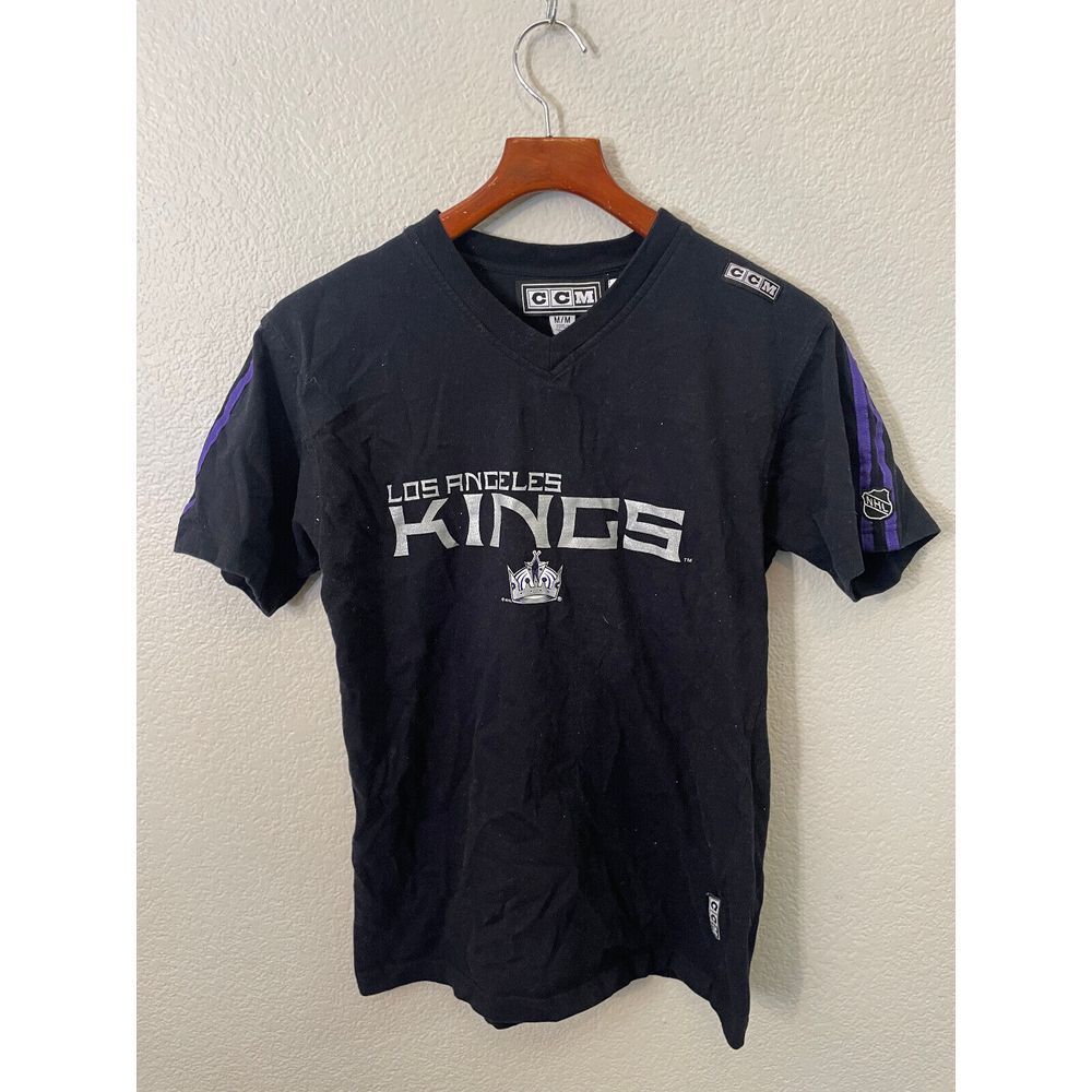 CCM Los Angeles Kings Black Short Sleeve‎ V-Neck Shirt Men's Medium